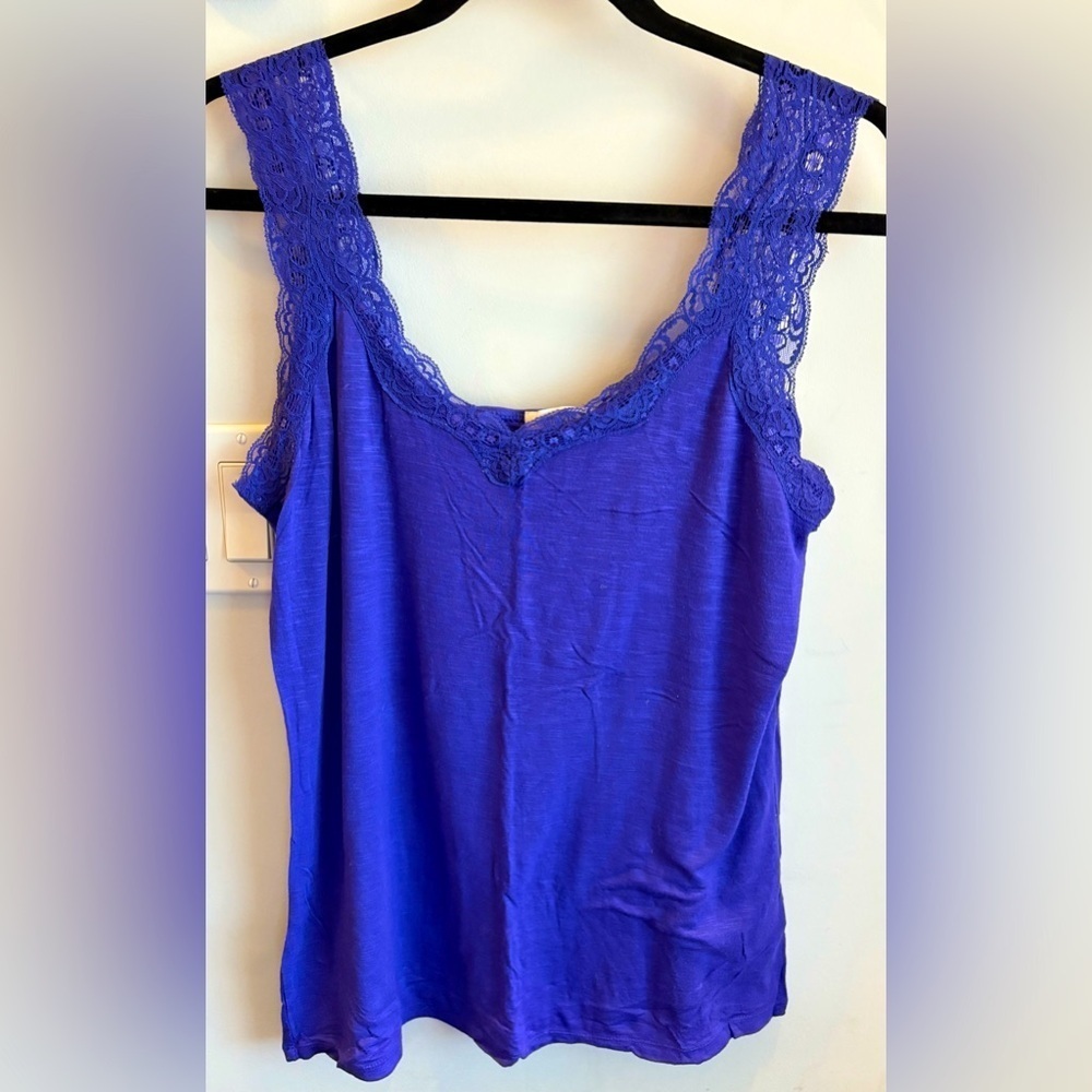 Women's Purple/Blue Lace Trim Top